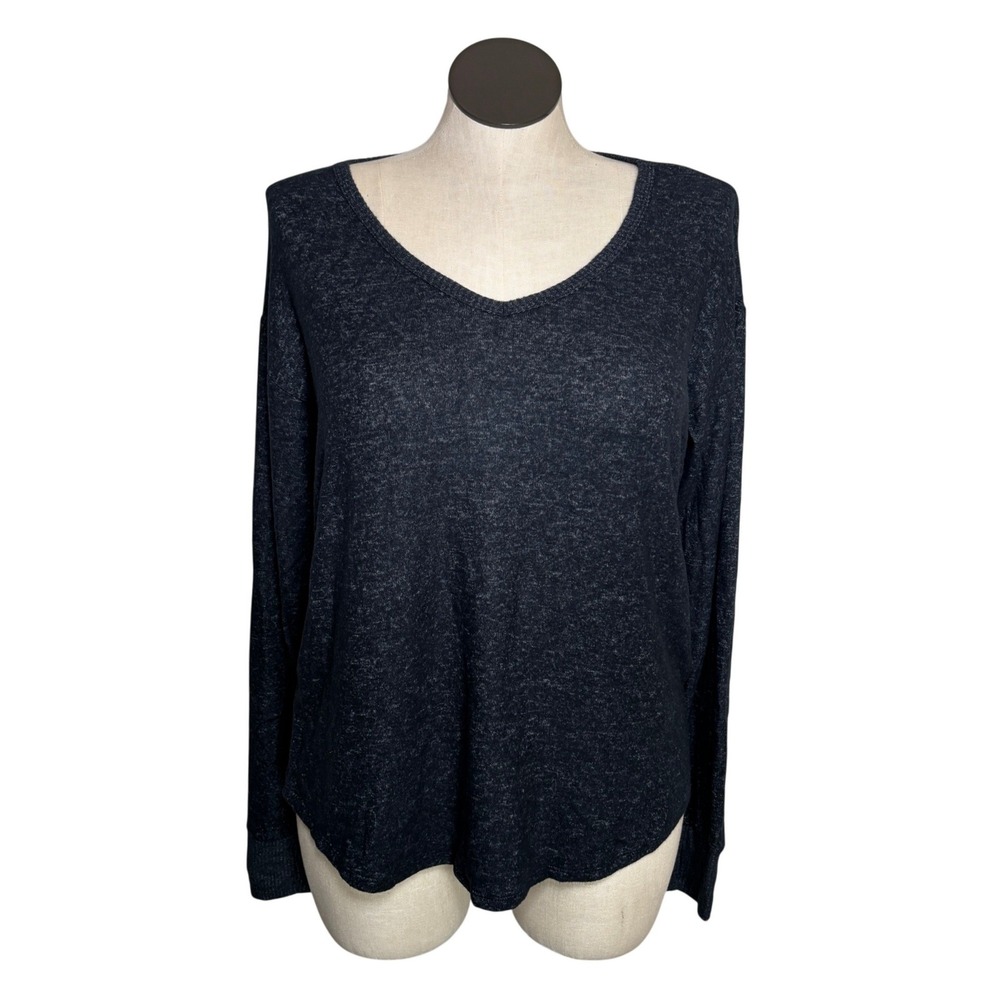 MARKET & SPRUCE Womens XL V Neck Long Sleeve Marled Charcoal Gray Sweater